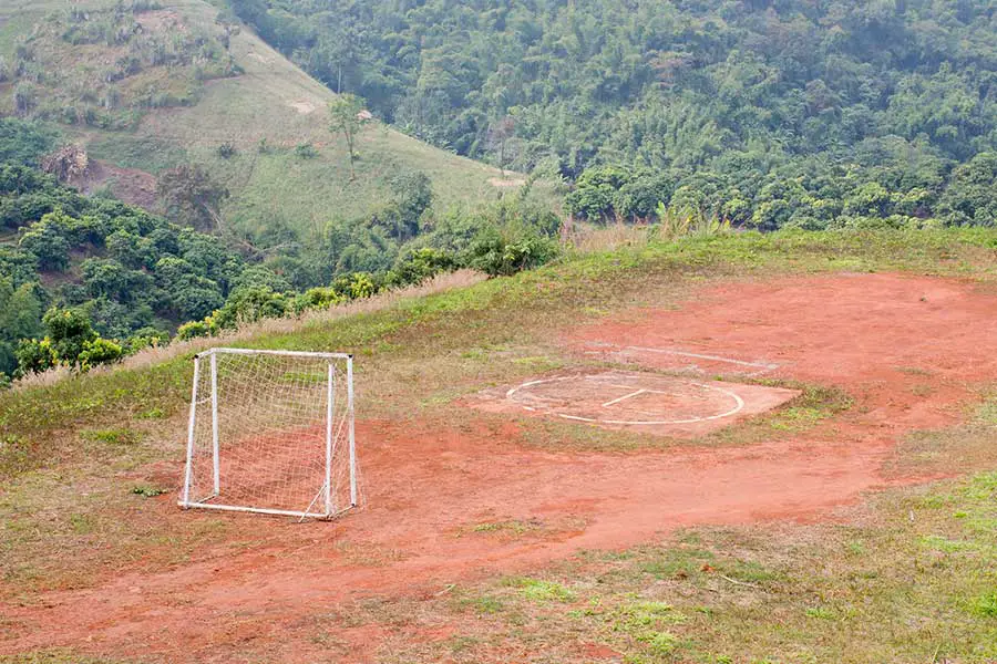 soccer pitch on a mountain